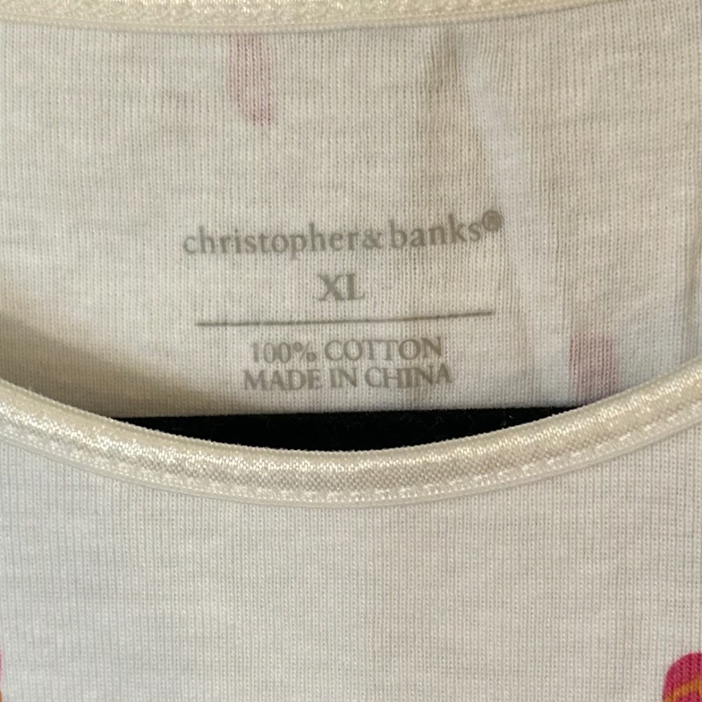 Christopher and Banks White Tank Top with Pink Flip Flops Size XL - Picture 4 of 5
